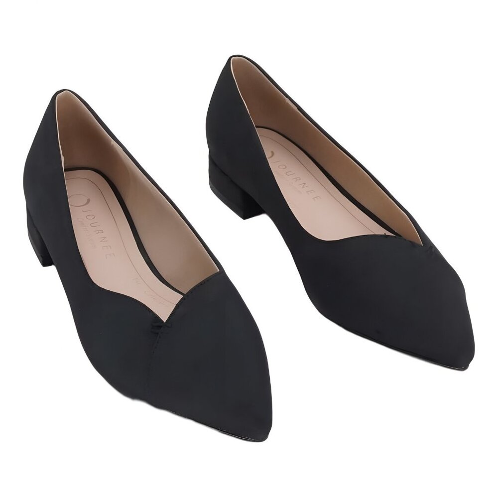 Journee Collection Carmin Pointed Toe Dress Slip-On Flat Black Size 6.5M